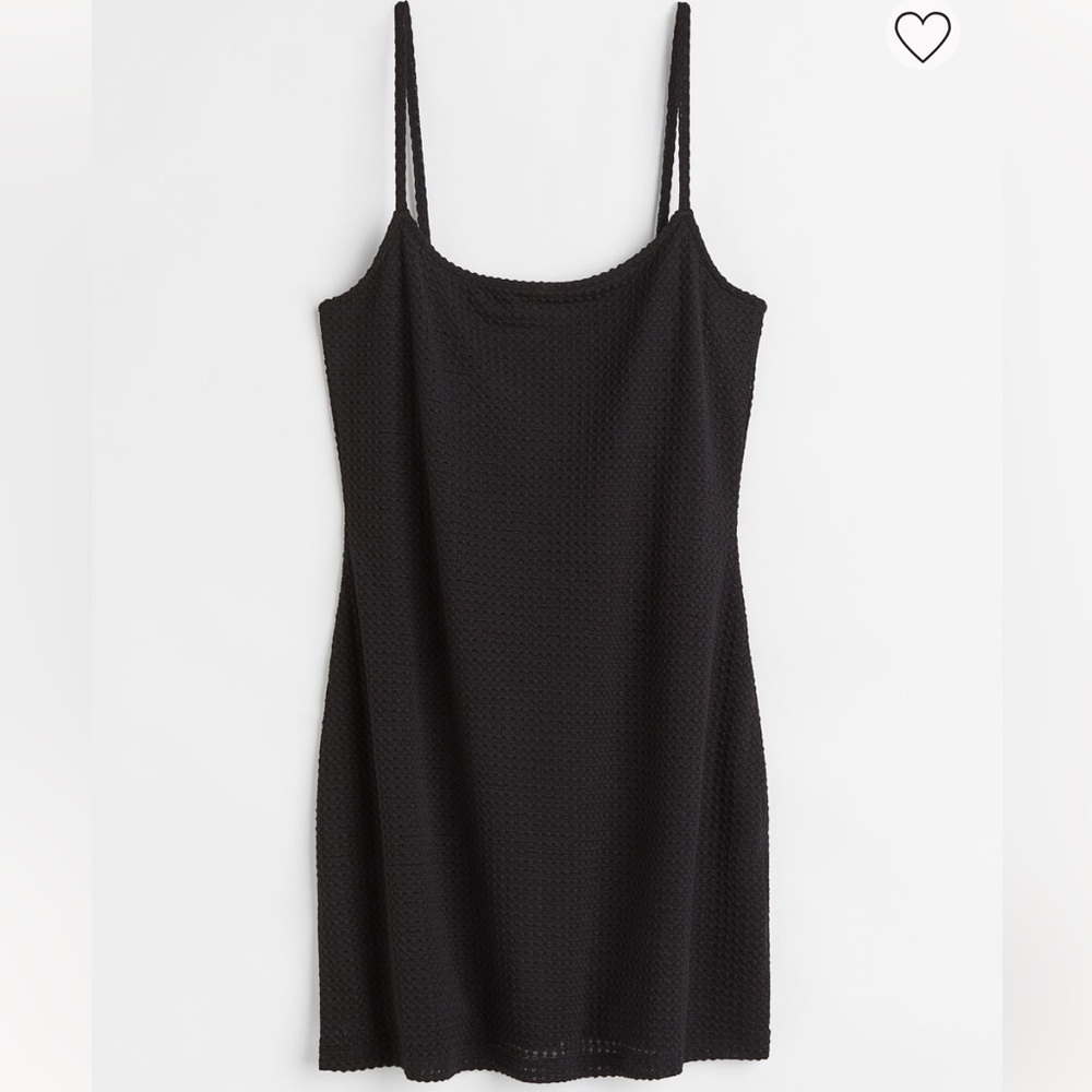 H&M • Black Crochet-Like Jersey Dress Size Medium